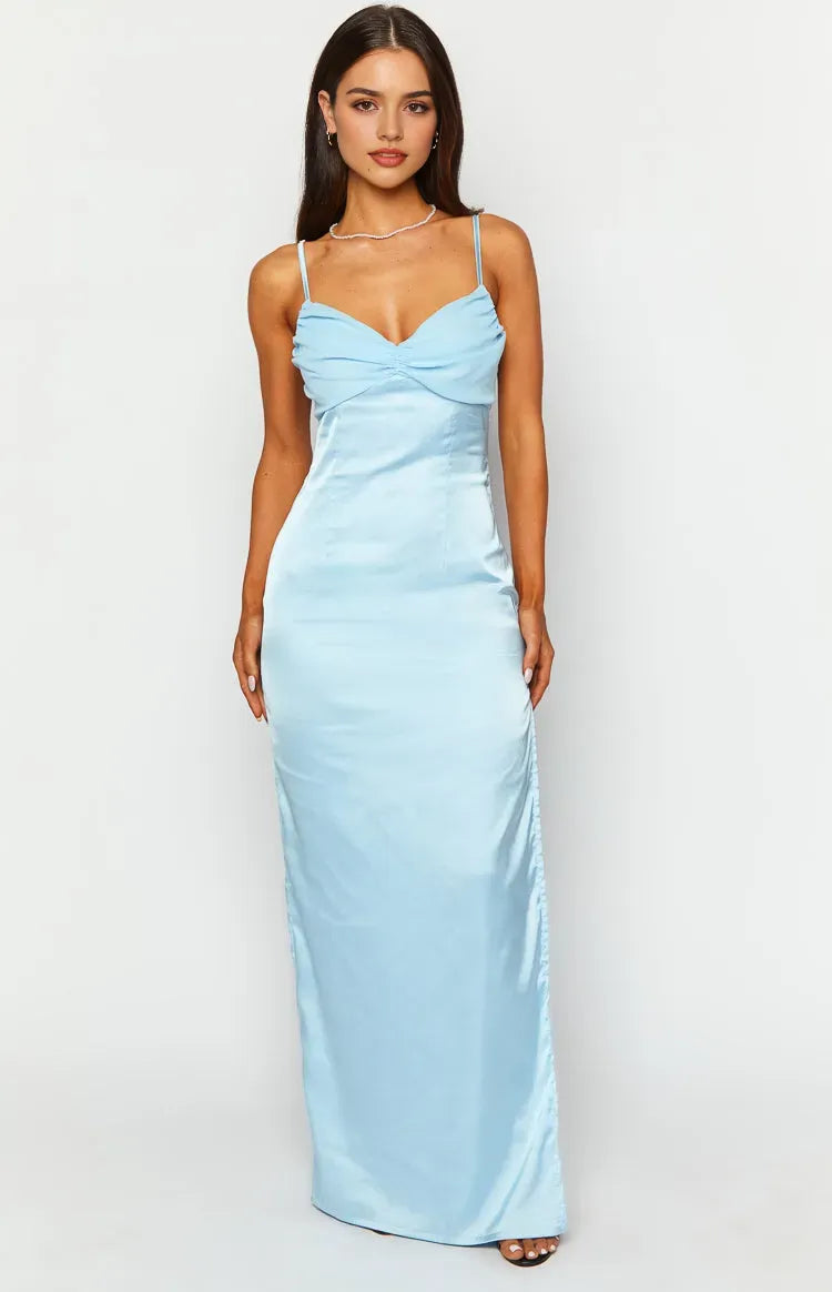 Light Blue Prom Dress Sweetheart Neckline Finish Maxi Silhouette for a Fashion Forward Graceful Look