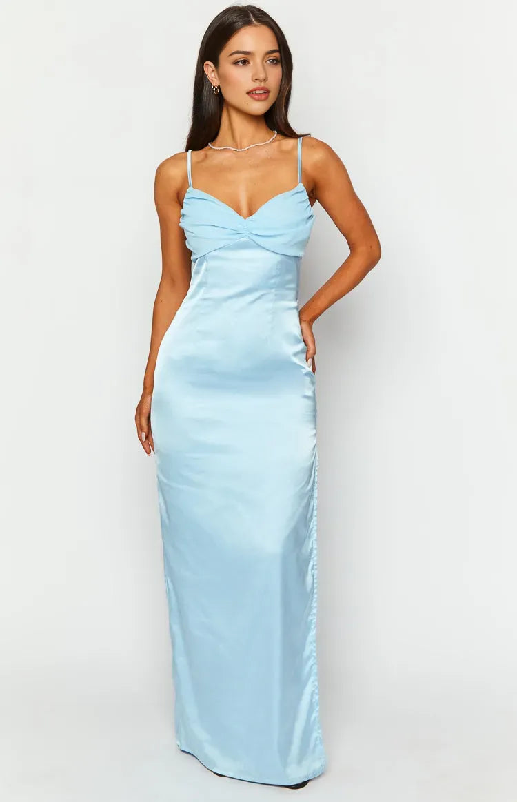 Light Blue Prom Dress Sweetheart Neckline Finish Maxi Silhouette for a Fashion Forward Graceful Look