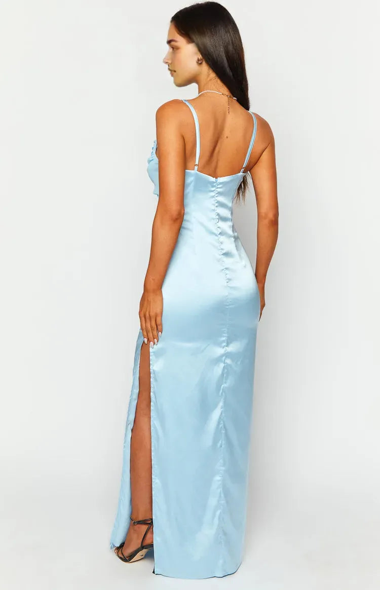 Light Blue Prom Dress Sweetheart Neckline Finish Maxi Silhouette for a Fashion Forward Graceful Look