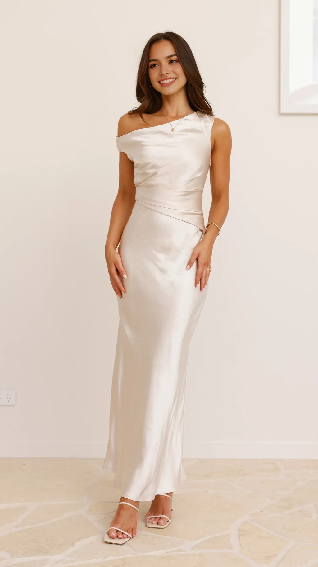 One Shoulder Sleeveless Ankle-Length mermaid prom dress for women