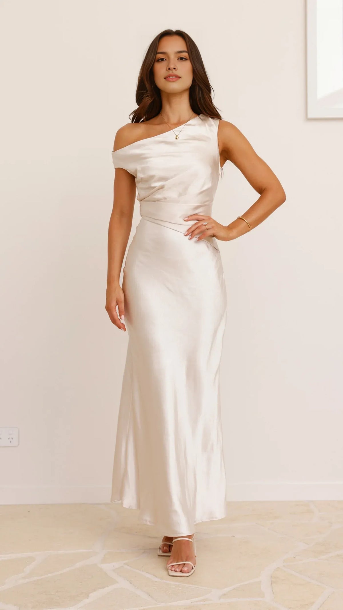 Elegant Blue Mermaid One-Shoulder Sleeveless Classic-Back Floor-Length Prom Dress