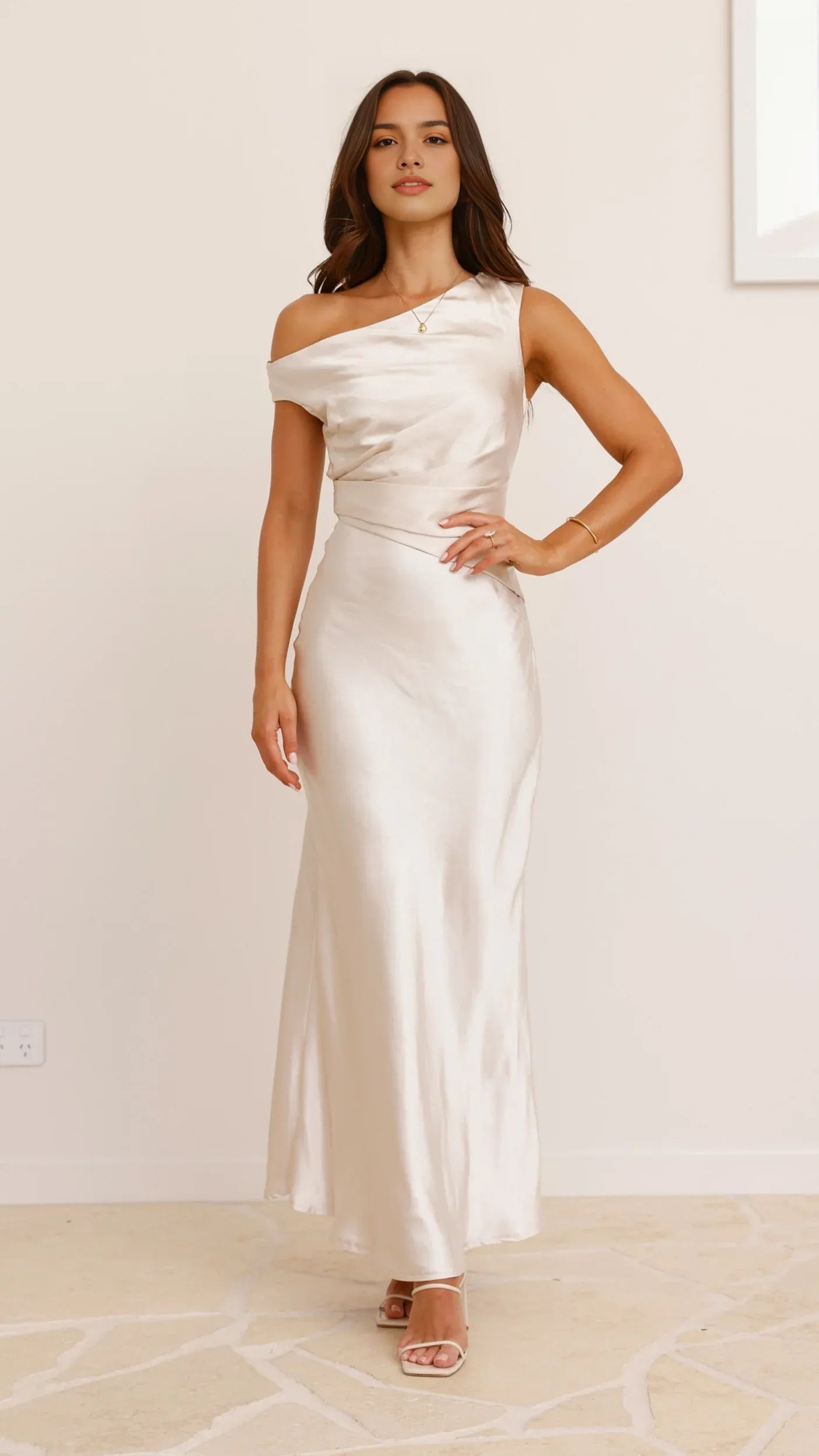 One Shoulder Sleeveless Ankle-Length mermaid prom dress for women