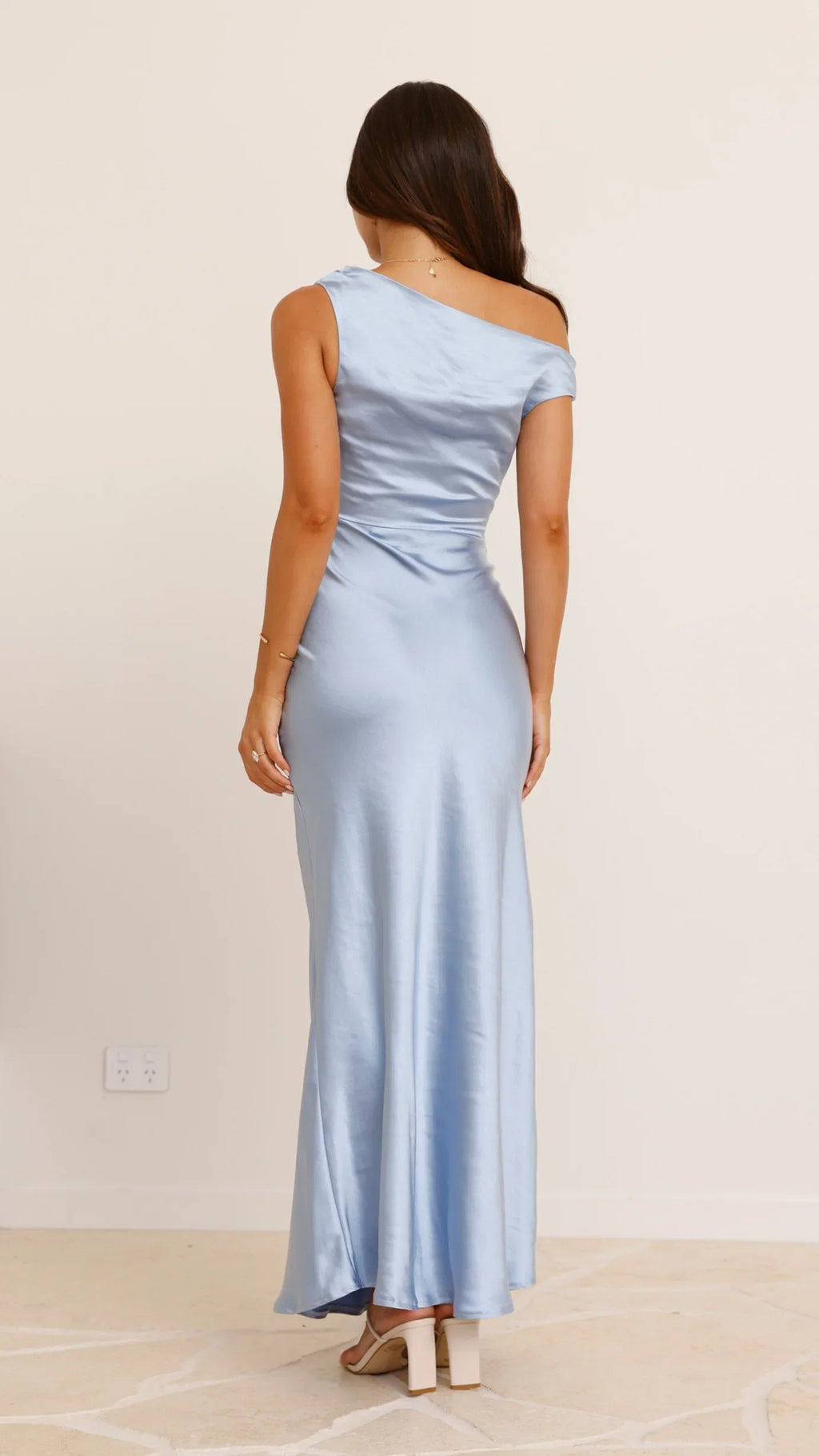 Light Blue V - Neck Spaghetti Strap Prom Dresses for Women Floor Length Formal Party Gown