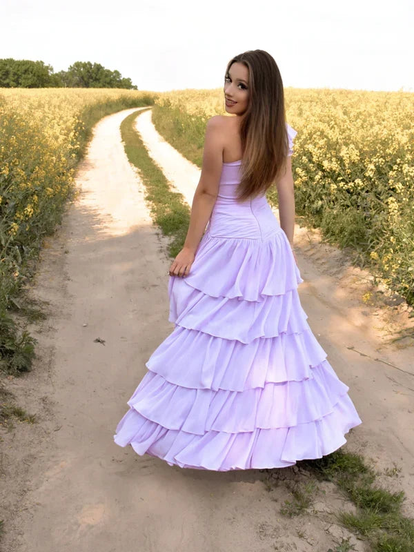 One Shoulder Tiered Skirt Bridesmaid Dresses