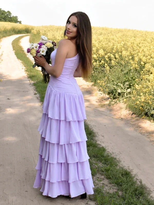 One Shoulder Tiered Skirt Bridesmaid Dresses