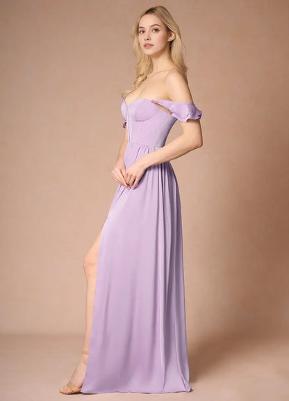 Elegant Red Ruffled A-Line Classic-Neck Classic-Sleeve Lace-Up-Back Floor-Length Prom Dress