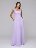 Sweetheart Strap Long Bridesmaid Dresses With Pleated Bodice