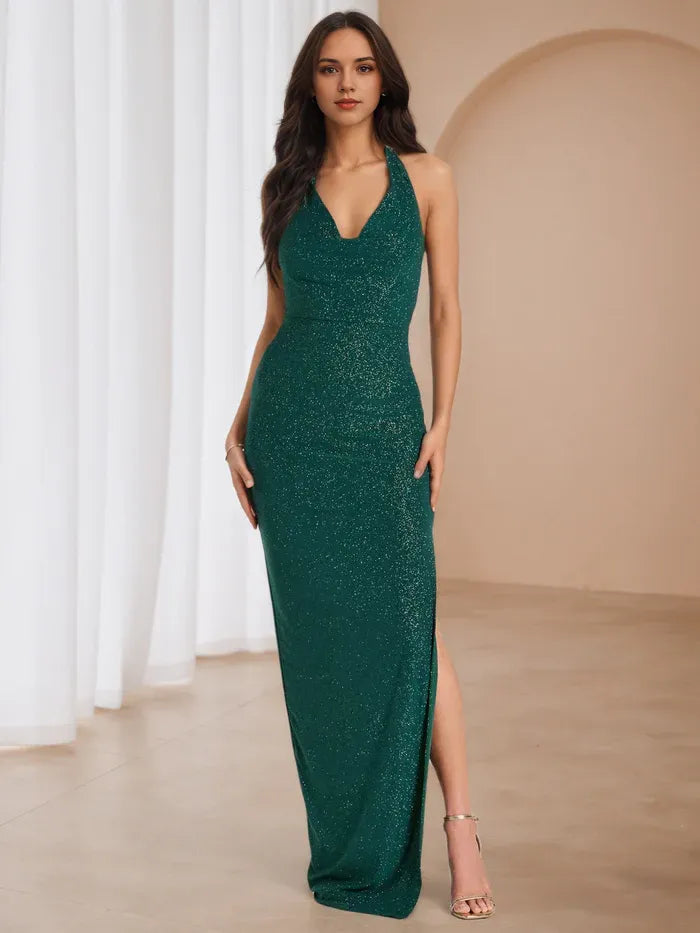 Green Lime Strapless Prom Dress Ruched Details Side Slit for a Stunning Gala Look