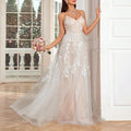 White Little Dresses Wedding Dresses A-Line V Neck Sleeveless Floor Length Bridal Gowns With Embroiderd Dress