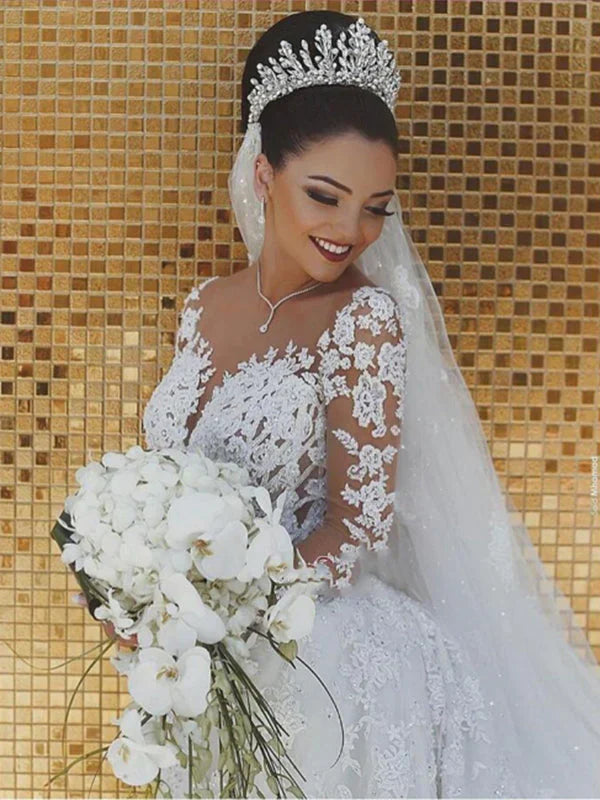 Mermaid Long Sleeve Applique Wedding Dresses