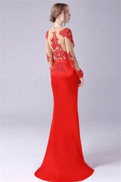 Long sleeves Jewel Mermaid Floor Length mother's dress