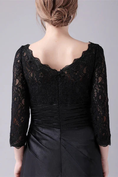 Long sleeves jewel ankle-length backless mermaid mother's dress