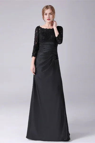 Long sleeves jewel ankle-length backless mermaid mother's dress
