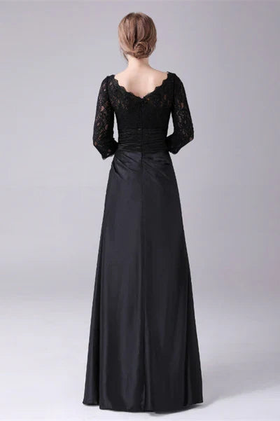 Long sleeves jewel ankle-length backless mermaid mother's dress