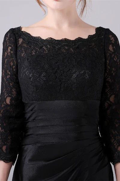 Long sleeves jewel ankle-length backless mermaid mother's dress