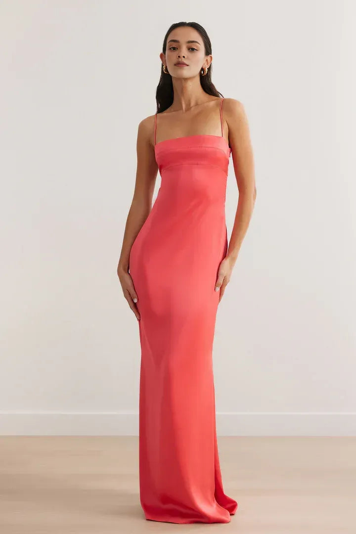 Beautiful Timeless Special Occasion Sophisticated Graceful Elegant Satin Sleeveless Floor-Length Prom Dress