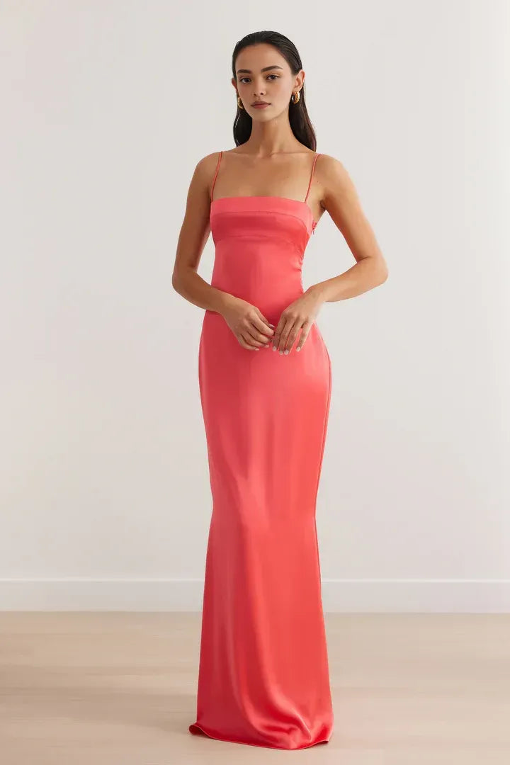 Beautiful Timeless Special Occasion Sophisticated Graceful Elegant Satin Sleeveless Floor-Length Prom Dress