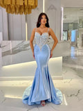 Luxurious Mermaid Sweetheart Sleeveless Beaded Maxi Party Dress