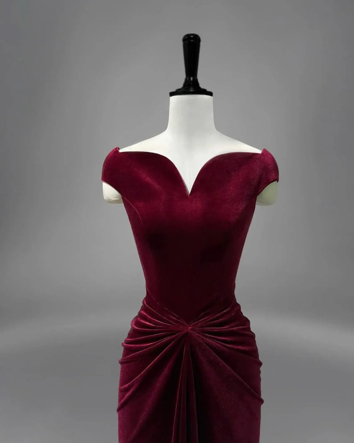 Burgundy Luxurious Sheath Sweetheart Cap-Sleeved Ruched Floor-Length Evening Dress For Women Custom