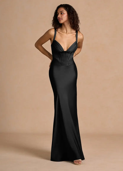 Special Occasion Sophisticated Graceful Elegant Black Lace Sheath Sweetheart Sleeveless Floor-Length Evening Dress