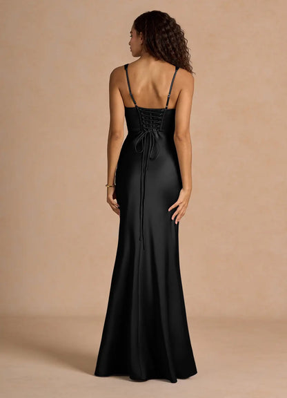 Special Occasion Sophisticated Graceful Elegant Black Lace Sheath Sweetheart Sleeveless Floor-Length Evening Dress