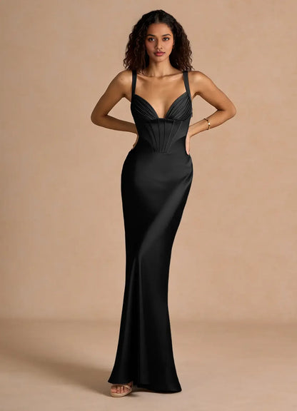 Special Occasion Sophisticated Graceful Elegant Black Lace Sheath Sweetheart Sleeveless Floor-Length Evening Dress