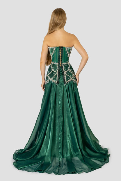 Stylish Refined Beautiful Timeless Elegant Emerald Green Lace A-Line Sleeveless Prom Dress