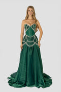 Stylish Refined Beautiful Timeless Elegant Emerald Green Lace A-Line Sleeveless Prom Dress