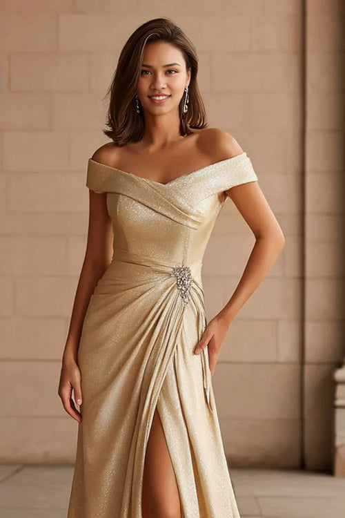 Beautiful Timeless Chic Elegant Champagne Lace Floor-Length Mother of the Bride Dress