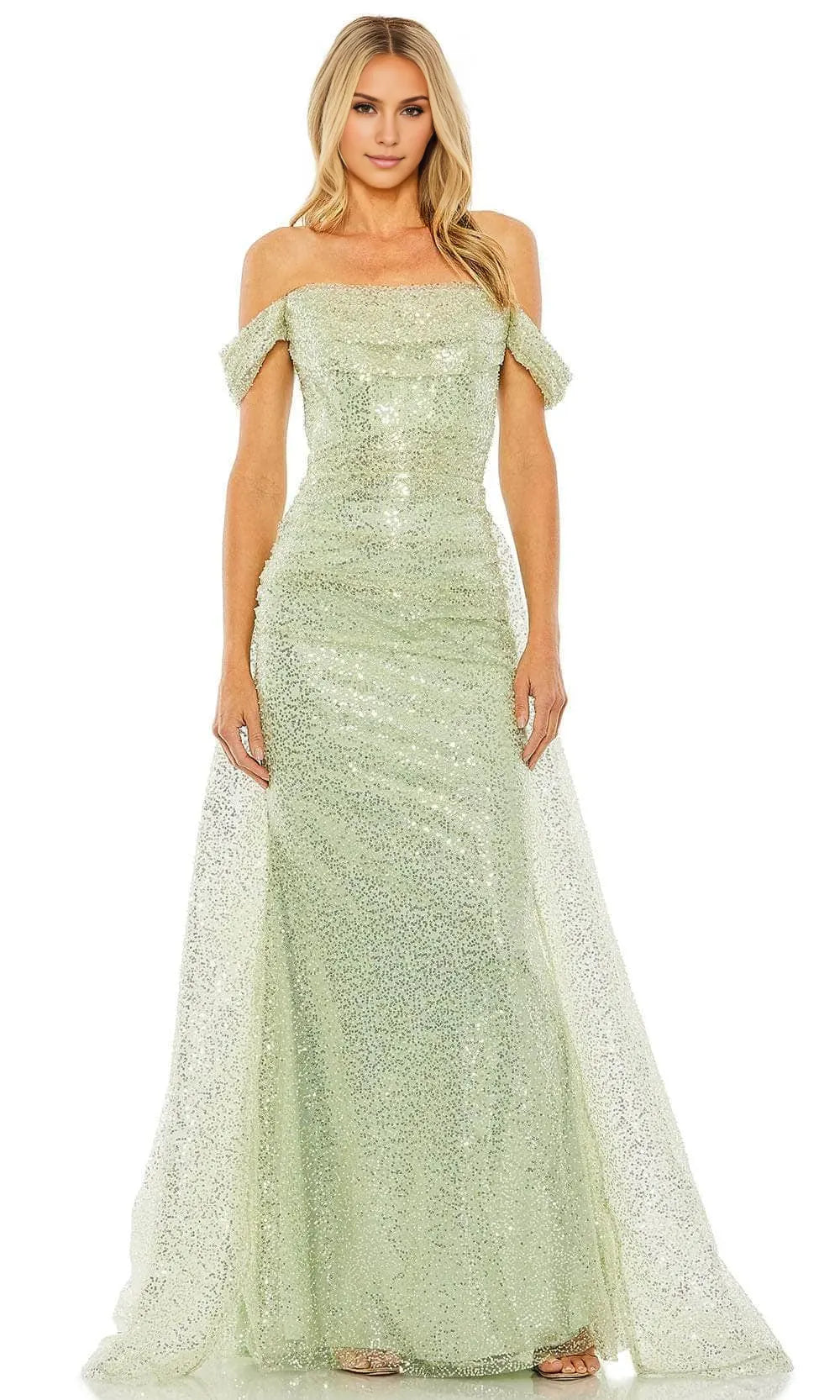Sophisticated Graceful Stylish Refined Beautiful Elegant Sage Green Sequin Sleeveless Prom Dress