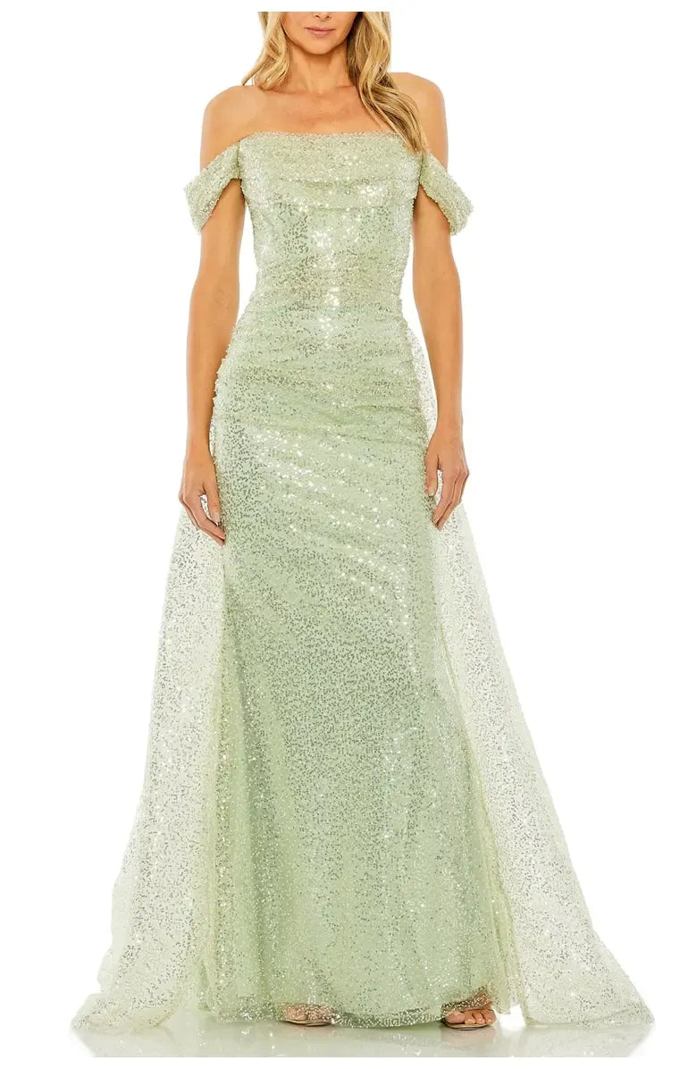 Sophisticated Graceful Stylish Refined Beautiful Elegant Sage Green Sequin Sleeveless Prom Dress