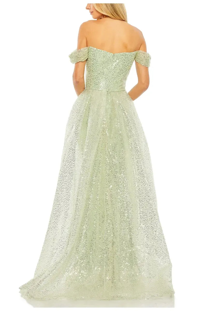 Sophisticated Graceful Stylish Refined Beautiful Elegant Sage Green Sequin Sleeveless Prom Dress