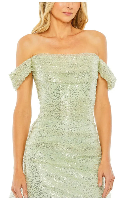 Sophisticated Graceful Stylish Refined Beautiful Elegant Sage Green Sequin Sleeveless Prom Dress