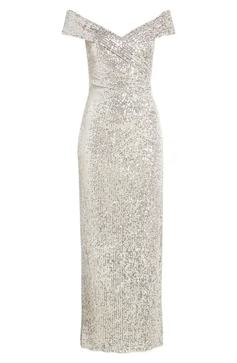 Beautiful Timeless Special Occasion Sophisticated Elegant Silver Sequin Mermaid Sleeveless Prom Dress