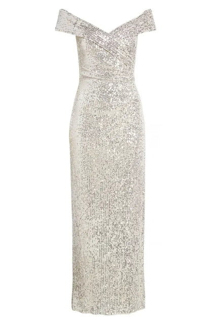Beautiful Timeless Special Occasion Sophisticated Elegant Silver Sequin Mermaid Sleeveless Prom Dress