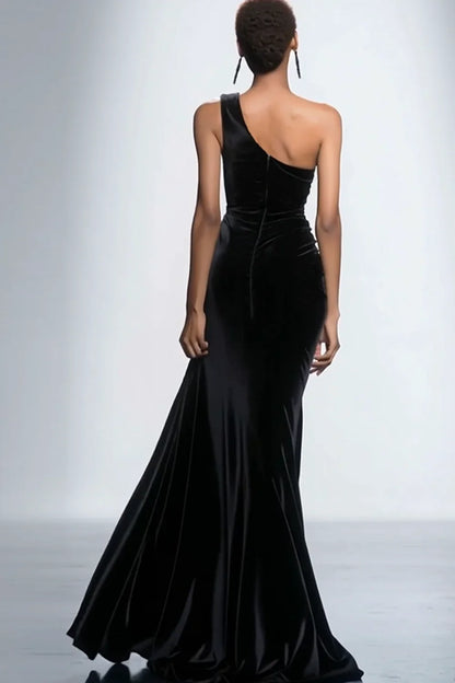 Sophisticated Graceful Stylish Refined Beautiful Elegant Gold Velvet Mermaid Sleeveless Evening Dress
