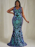Beautiful Timeless Special Occasion Sophisticated Elegant Purple Sequin Mermaid Sleeveless Prom Dress