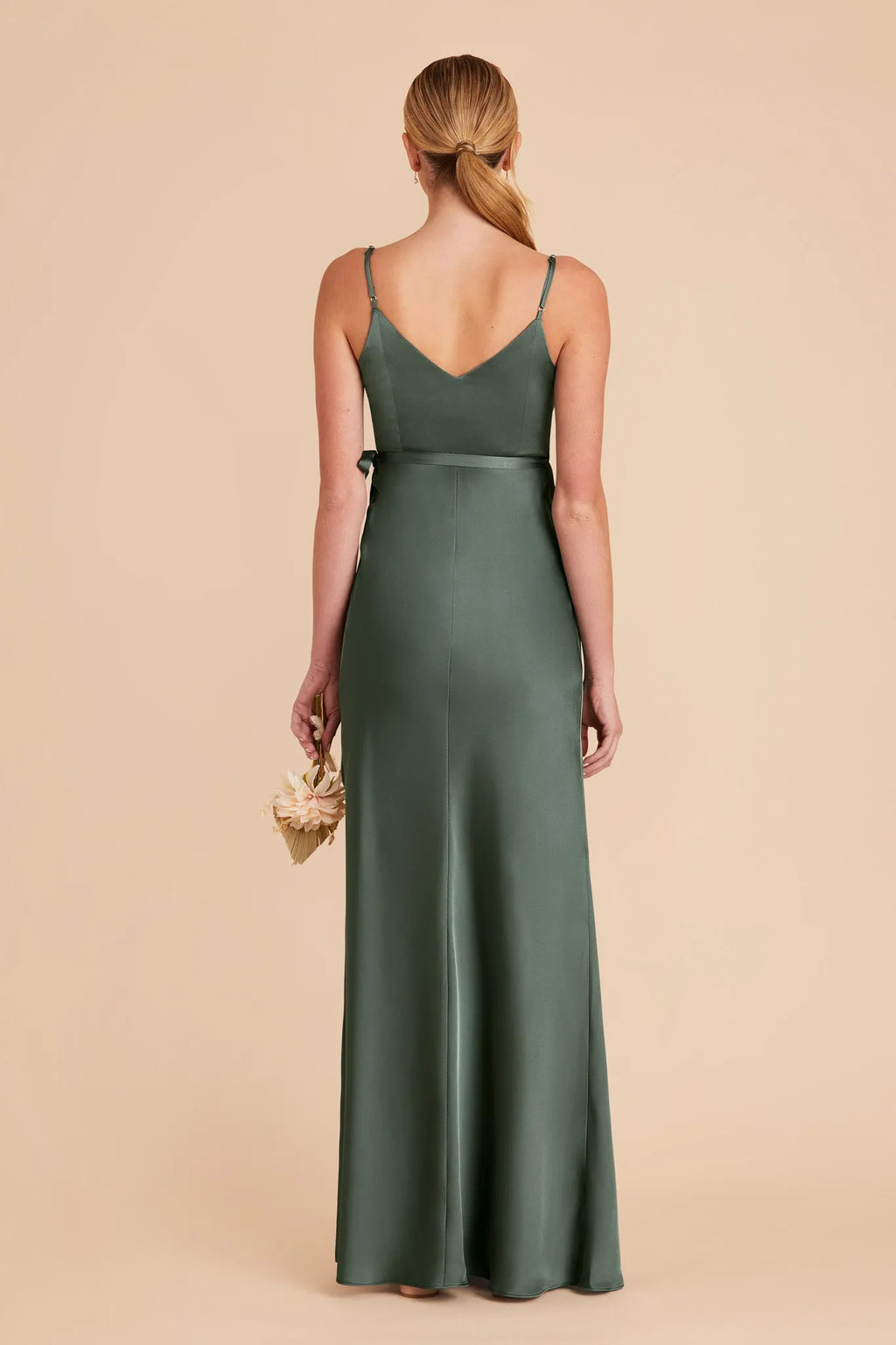 Green Luxury Evening Gown Dark Wrap Front Ball Dress for Upscale Events