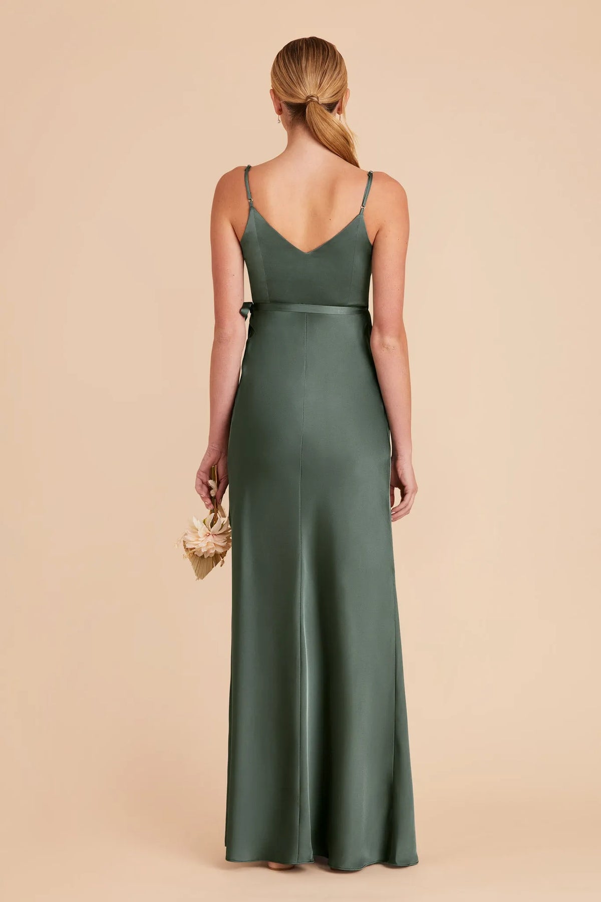 Green Luxury Evening Gown Dark Wrap Front Ball Dress for Upscale Events