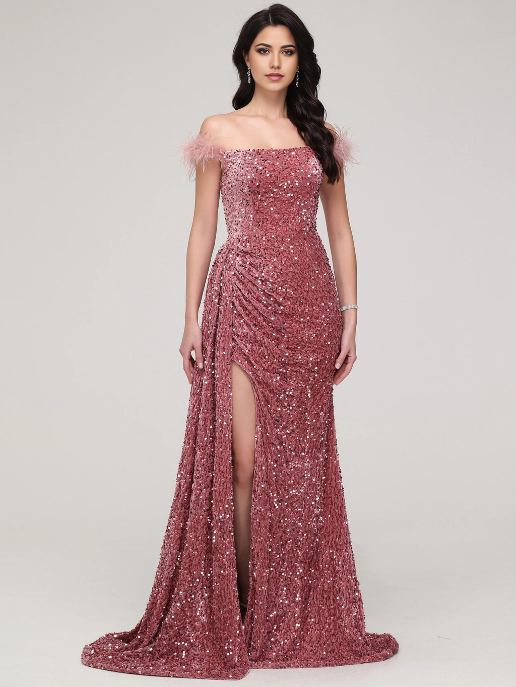 Sophisticated Graceful Stylish Refined Elegant Red Lace Sheath Off-The-Shoulder Sleeveless Prom Dress
