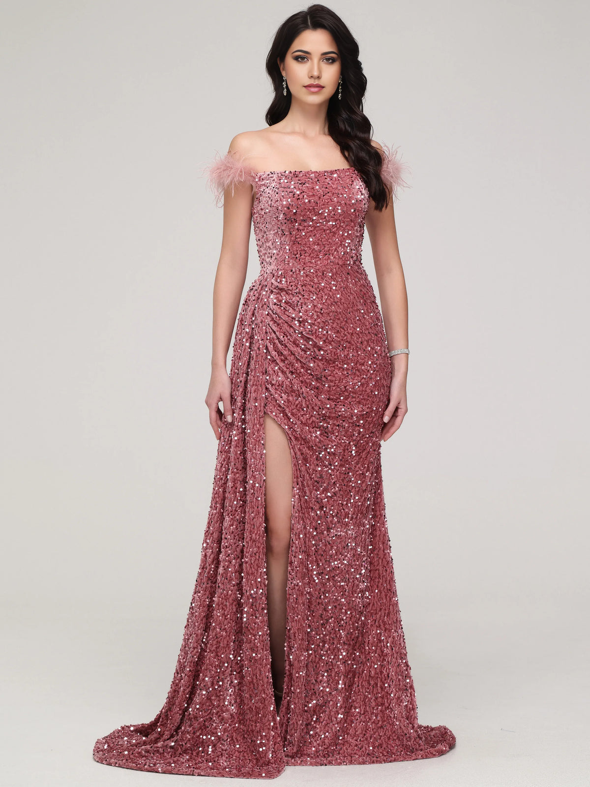 Sophisticated Graceful Stylish Refined Elegant Red Lace Sheath Off-The-Shoulder Sleeveless Prom Dress