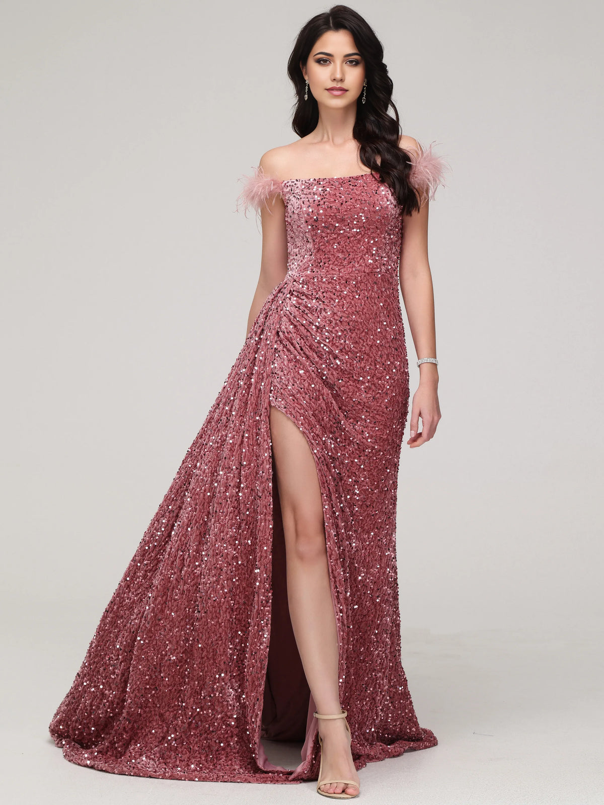 Sophisticated Graceful Stylish Refined Elegant Red Lace Sheath Off-The-Shoulder Sleeveless Prom Dress