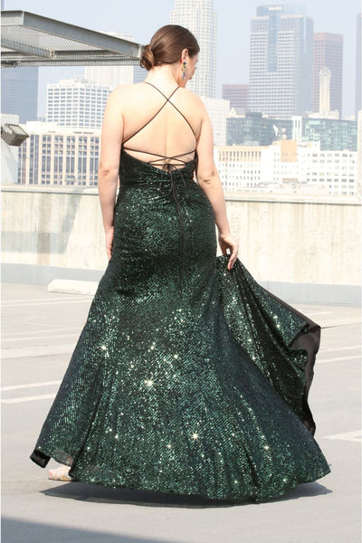 Beautiful Timeless Chic Elegant Emerald Green Sequins Sheath Sleeveless Floor-Length Prom Dress