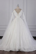 Luxury V-Neck Beadings Wedding Dress Sleeveless Bridal Gowns
