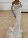 Mermaid Fitted Wedding Dresses Long Sleeves