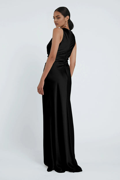 Refined Beautiful Timeless Chic Elegant Red Satin Mermaid Strapless Sleeveless Prom Dress