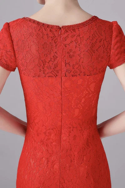 Mermaid Jewel Floor Length Short sleeves Vintage mother's dress
