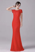 Mermaid Jewel Floor Length Short sleeves Vintage mother's dress