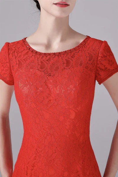 Mermaid Jewel Floor Length Short sleeves Vintage mother's dress