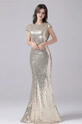Mermaid Jewel Floor Length Short sleeves mother's dress